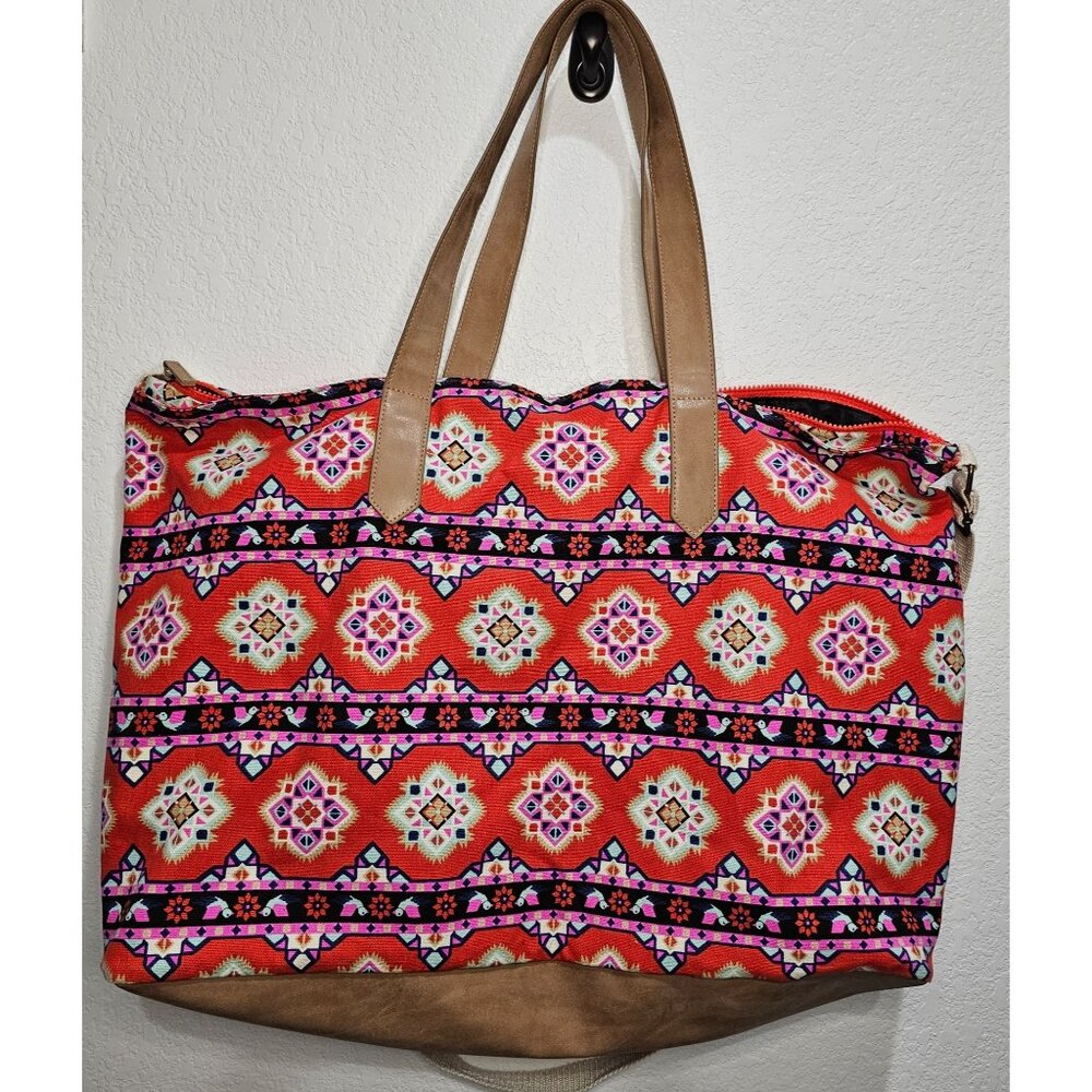 Arizona Jeans‎ Brand Large Duffle Overnight Bag Aztec Boho Crossbody Strap NEVER